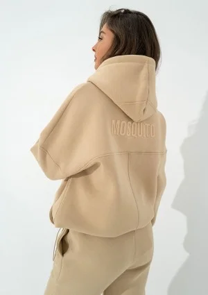 Boosh - Bluza kangurka oversize z troczkiem Beige