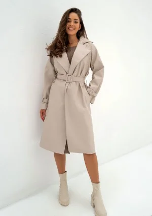 Skye - Beige faux leather coat