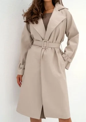 Skye - Beige faux leather coat