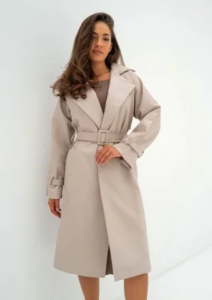 Skye - Beige faux leather coat