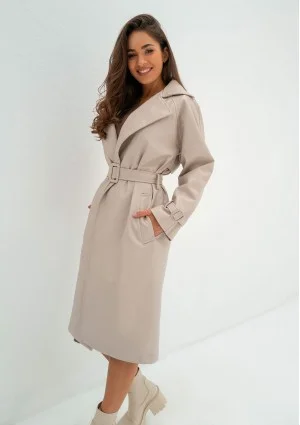 Skye - Beige faux leather coat