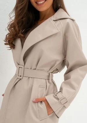 Skye - Beige faux leather coat