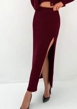 Celine - Claret knitted maxi skirt