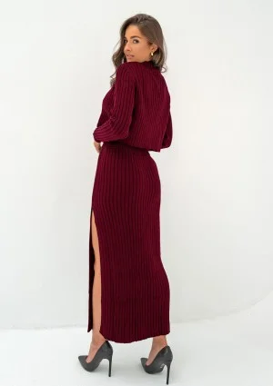 Celine - Claret knitted maxi skirt