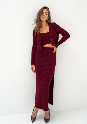 Celine - Claret knitted maxi skirt