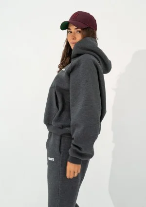 Levi - Dark melange grey oversized hoodie