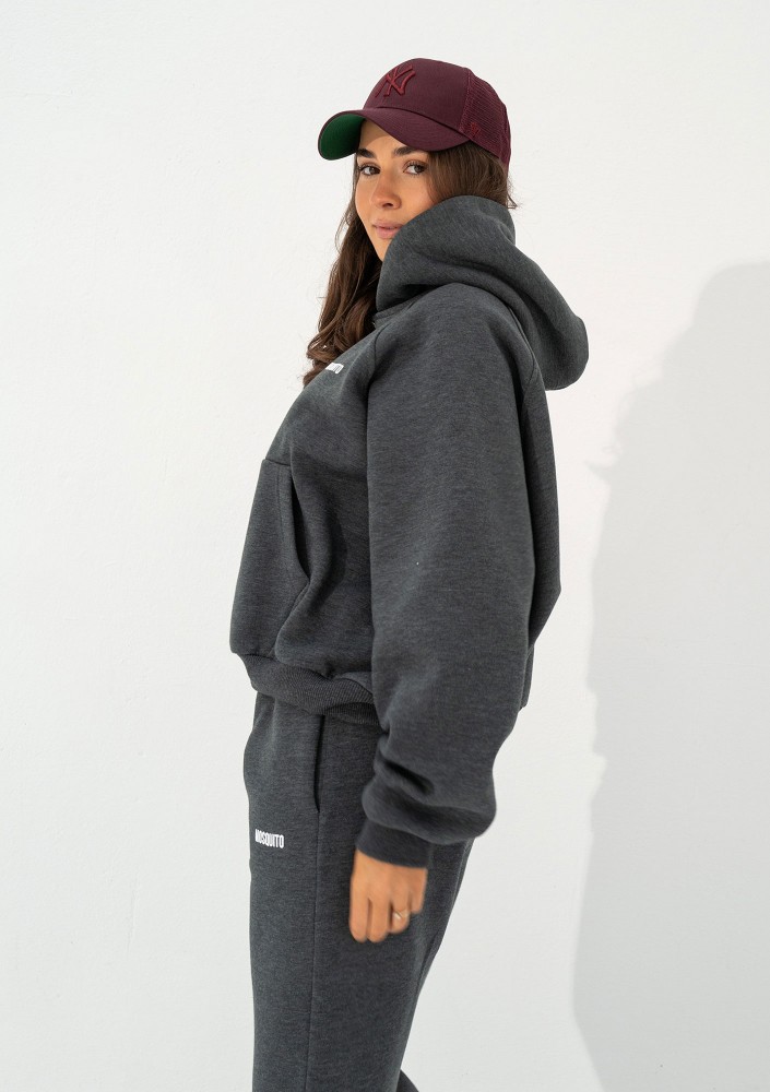 Levi - Dark melange grey oversized hoodie