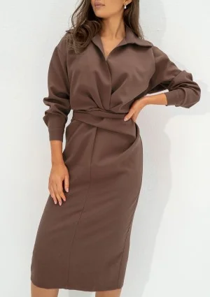 Eloise - Brown midi dress