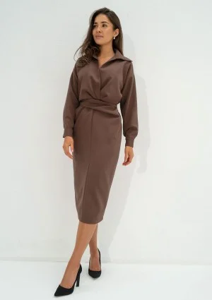 Eloise - Brown midi dress