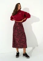 Azari - Claret midi skirt with a leopard spots print