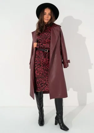 Skye - Claret faux leather coat