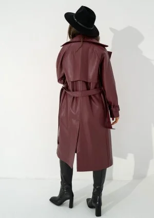 Skye - Claret faux leather coat