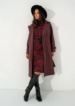 Skye - Claret faux leather coat