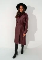 Skye - Claret faux leather coat