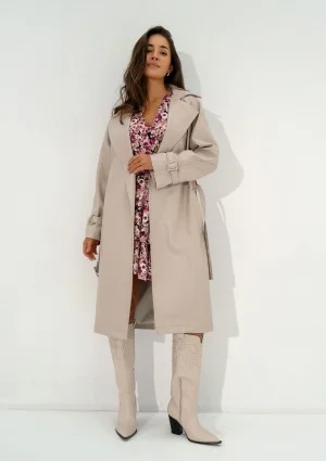 Skye - Beige faux leather coat