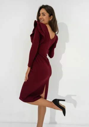 Kyren - Claret midi dress with frills