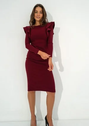 Kyren - Claret midi dress with frills