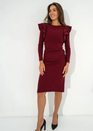 Kyren - Claret midi dress with frills