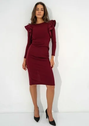 Kyren - Claret midi dress with frills