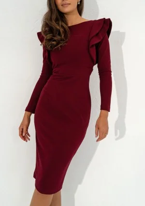 Kyren - Claret midi dress with frills