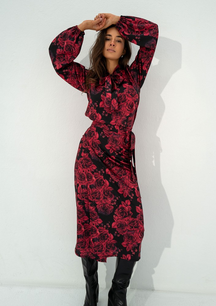 Kinsley - Elegancka koszula w kwiaty Bordo