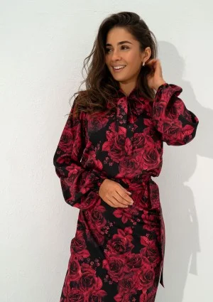 Kinsley - Claret floral printed shirt