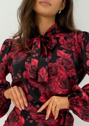 Kinsley - Claret floral printed shirt