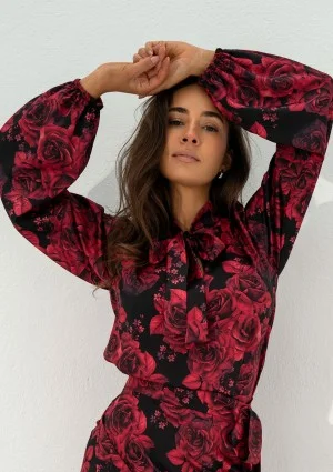 Kinsley - Claret floral printed shirt