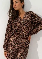 Miles - Beige leopard spots printed sweater