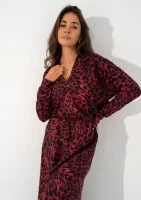 Miles - Claret leopard spots printed sweater