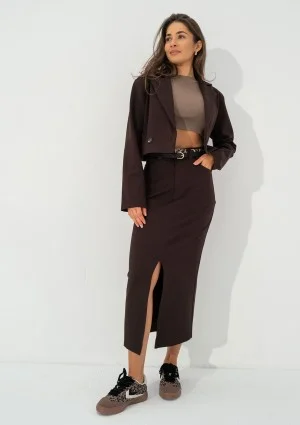 Cora - Brown midi skirt