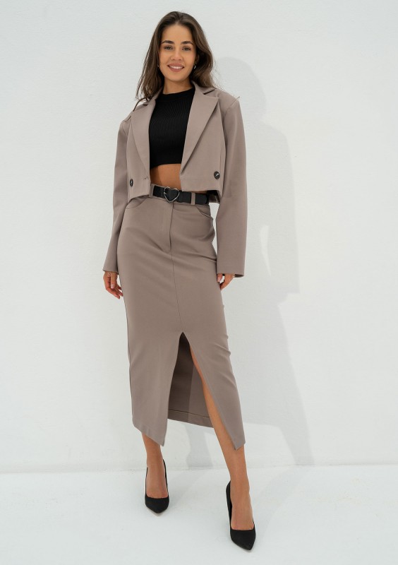 Cora - Short latte beige blazer