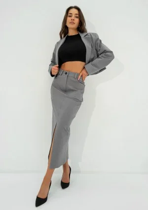 Cora - Short melange grey blazer