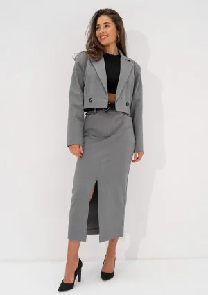 Cora - Short melange grey blazer