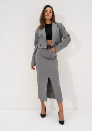 Cora - Short melange grey blazer