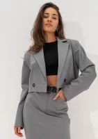 Cora - Short melange grey blazer