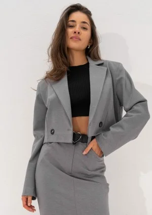 Cora - Short melange grey blazer