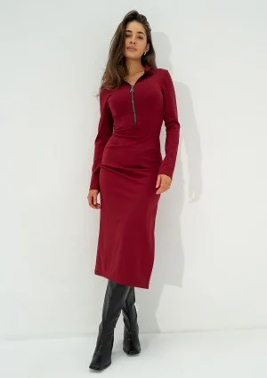 Shira - Claret slim fit midi dress