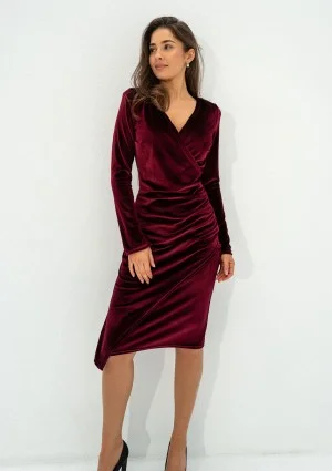 Paisley - Claret velvet midi dress