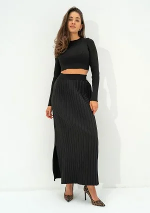 Marie - Black knitted midi skirt