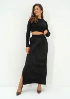 Marie - Black knitted midi skirt