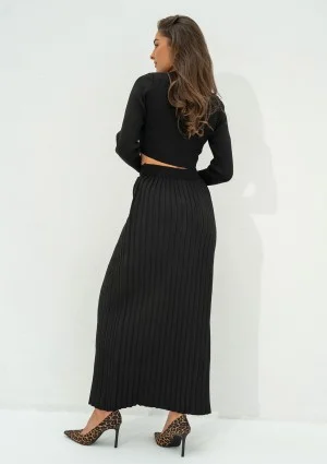 Marie - Black knitted midi skirt