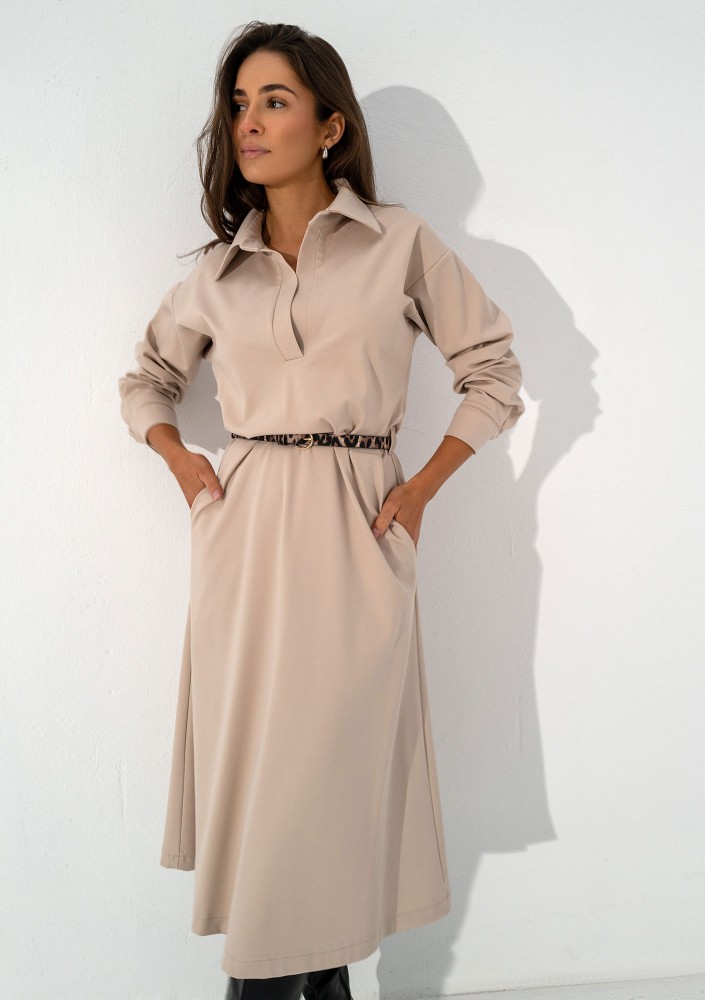 Madeline - Beige midi dress