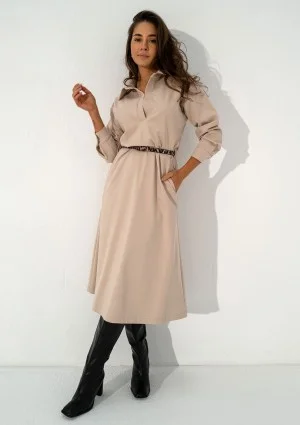 Madeline - Beige midi dress