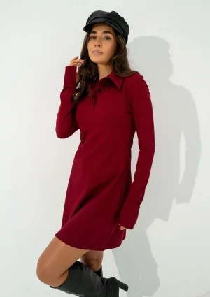 Ruby - Claret mini dress with a collar