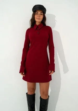 Ruby - Claret mini dress with a collar