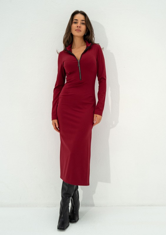 Shira - Claret slim fit midi dress