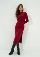 Shira - Claret slim fit midi dress