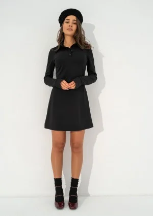 Ruby - Black mini dress with a collar