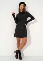 Ruby - Black mini dress with a collar